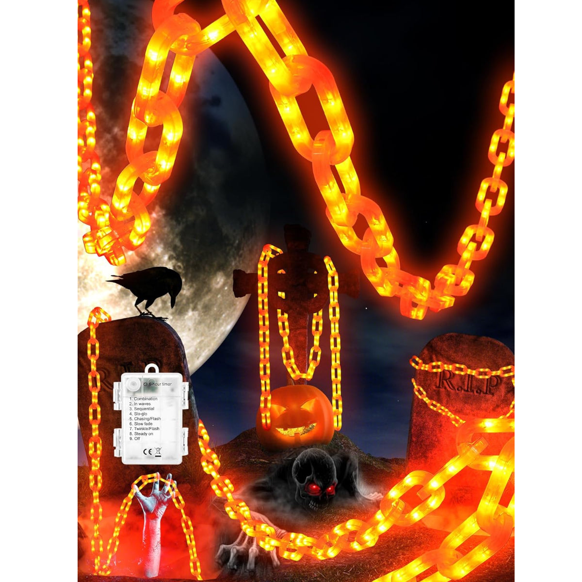 🎉Halloween Decorations ✨Orange Battery String Lights