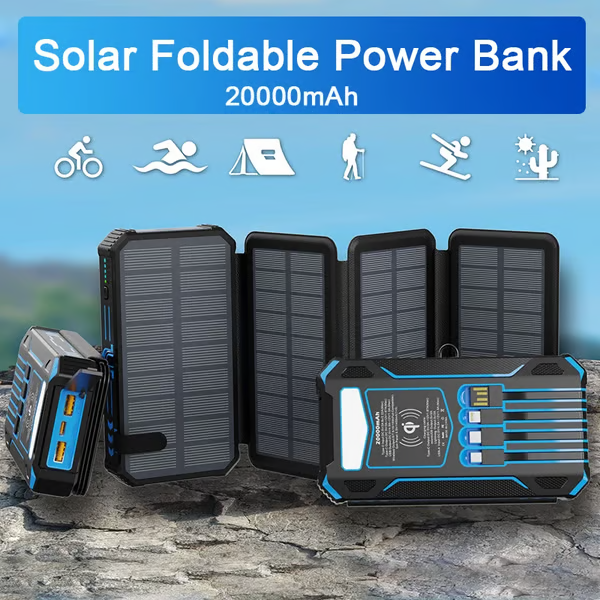 💝Gifts For Men 🔥Foldable Solar Large Capacity Charger Mobile Power Bank