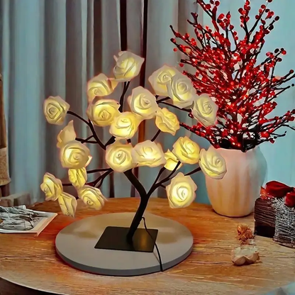 💖Gift for Halloween and Christmas 🌹LED Rose Artificial Tree Light