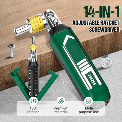 🎅💖Christmas Gift For Dad 💁‍♂️14-in-1 Adjustable Ratchet Screwdriver