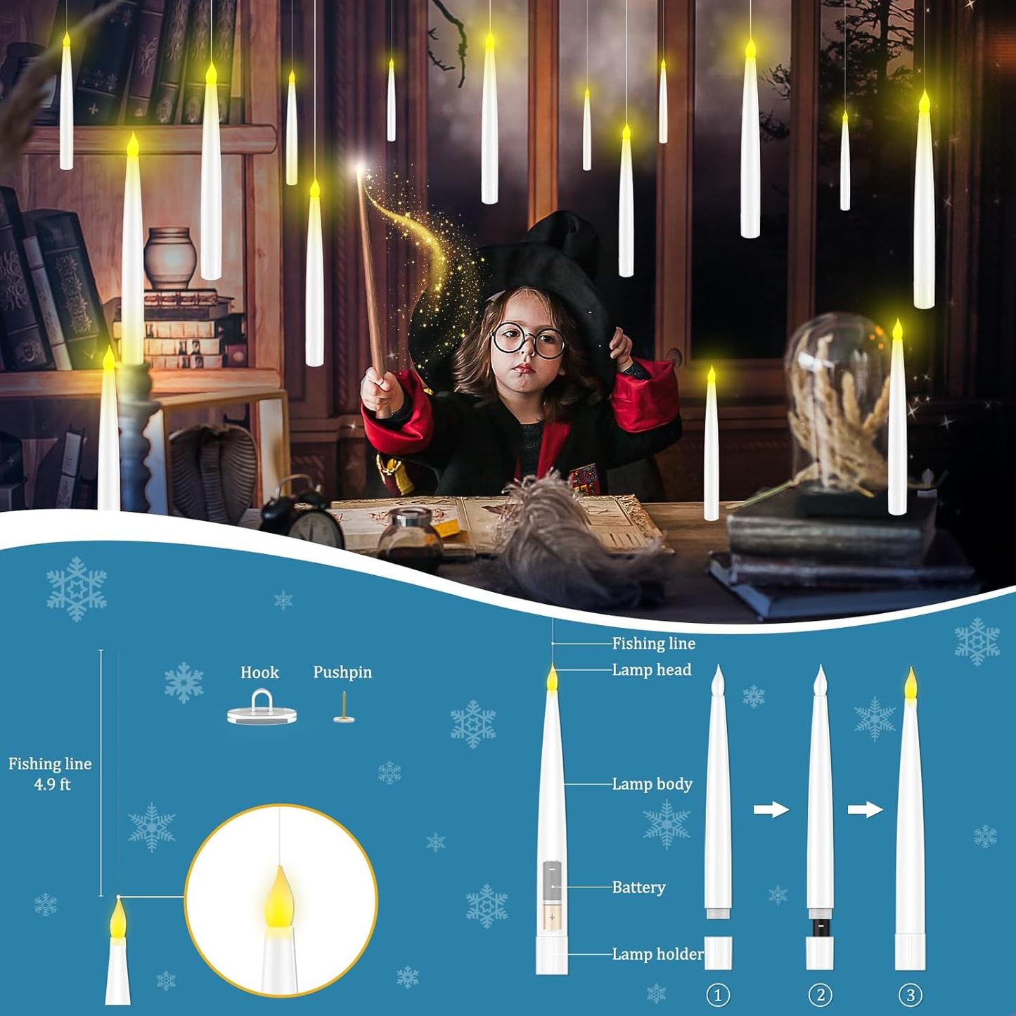 🎉Halloween New Products 🕯️Floating Candles with Wand