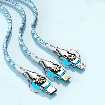 🔥Hot Sale 🔥Double elbow 180° rotating 3 in 1 charging cable