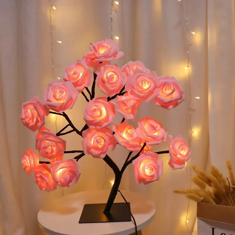 💖Gift for Halloween and Christmas 🌹LED Rose Artificial Tree Light