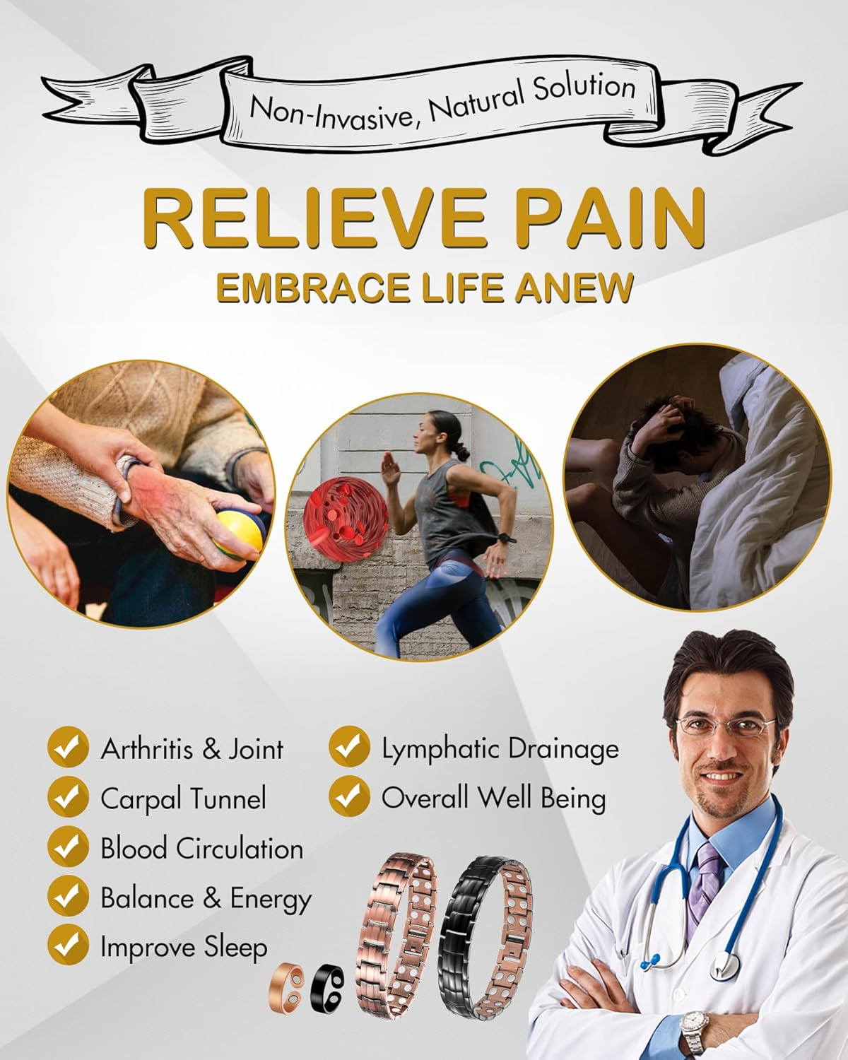 🎁Gifts for Men 💫Men's Copper Magnetic Bracelet