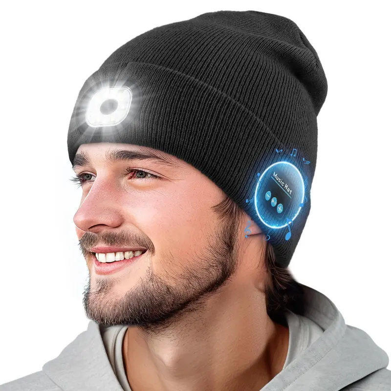 🎁Perfect Gift 🔥Bluetooth Beanie with LED Headlight and Removable Speaker