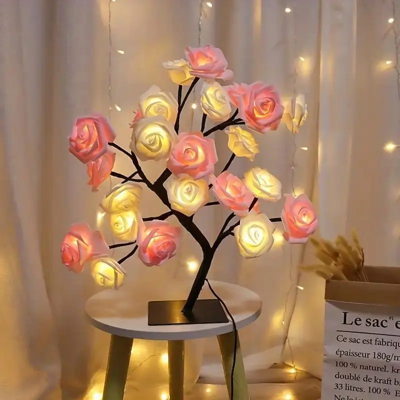 💖Gift for Halloween and Christmas 🌹LED Rose Artificial Tree Light