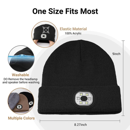 🎁Perfect Gift 🔥Bluetooth Beanie with LED Headlight and Removable Speaker