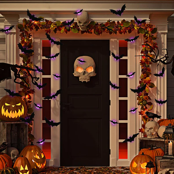 😍Limited-Time Discount 🦇24 LED Halloween 3D Bat & Spider Decals