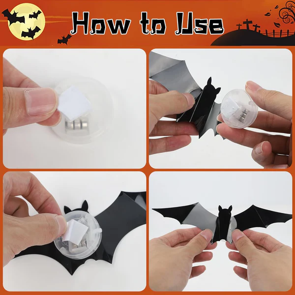 😍Limited-Time Discount 🦇24 LED Halloween 3D Bat & Spider Decals