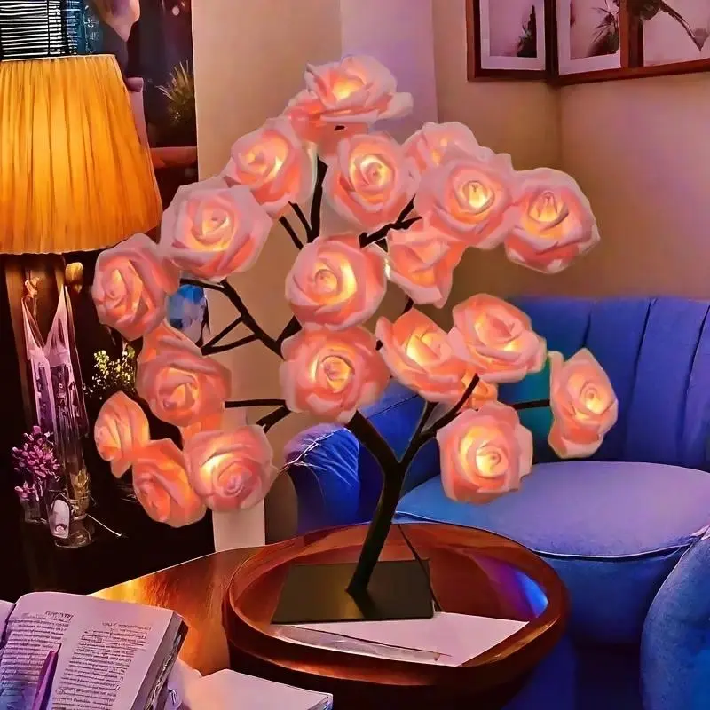 💖Gift for Halloween and Christmas 🌹LED Rose Artificial Tree Light