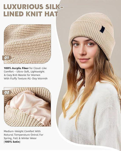 🔥Best Seller 🔥Satin Lined Beanie for Women Men