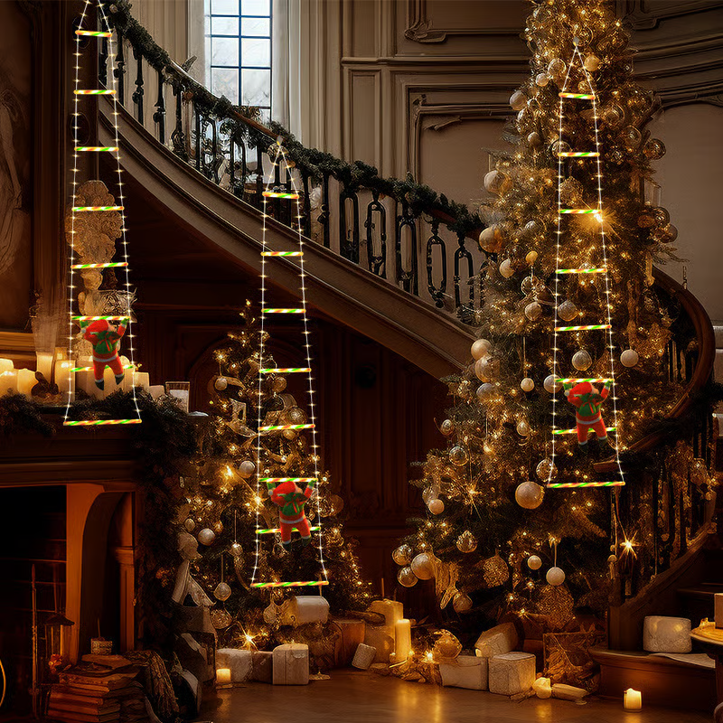 🎅✨ Christmas Santa Climbing Stairs Light 🌲🎁