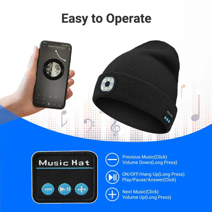 🎁Perfect Gift 🔥Bluetooth Beanie with LED Headlight and Removable Speaker