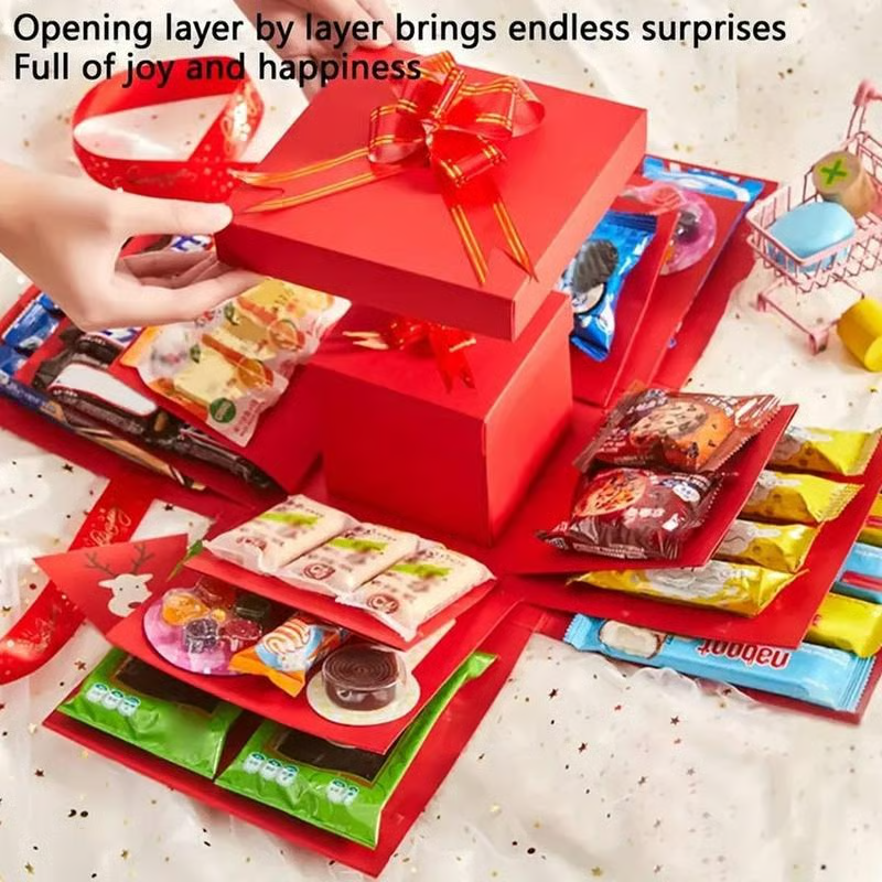 🎅💸 2025 Creative Christmas Gift Box🎁5-Story Surprise Explosion Gift Box with Ribbon
