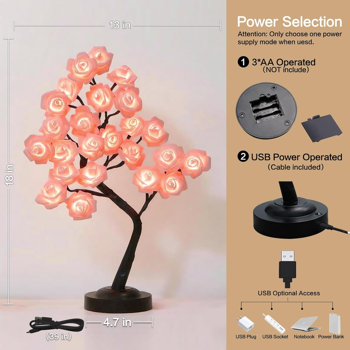 💖Gift for Halloween and Christmas 🌹LED Rose Artificial Tree Light