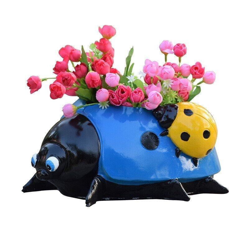 🐞Metal ladybug flower pot