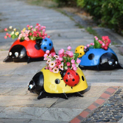 🐞Metal ladybug flower pot