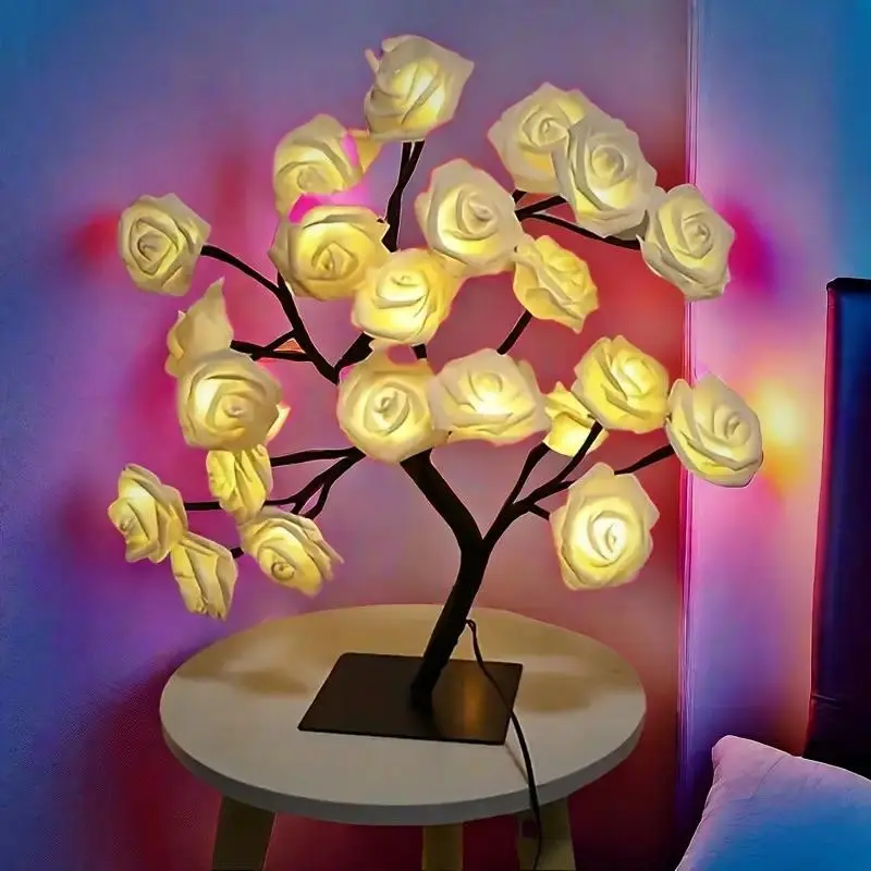 💖Gift for Halloween and Christmas 🌹LED Rose Artificial Tree Light